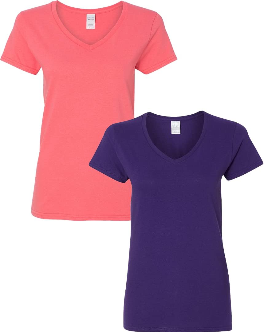 Gildan V-Neck Cotton Tee Duo for Women - Women's T Shirts by Handbags Specialist Headquarter | Available at Handbags Specialist Headquarter