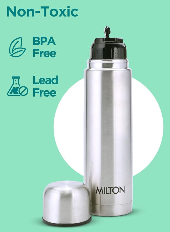 Milton Flip Lid Thermosteel 500ml - 24hr Hot & Cold - Water Bottles by Handbags Specialist Headquarter | Available at Handbags Specialist Headquarter