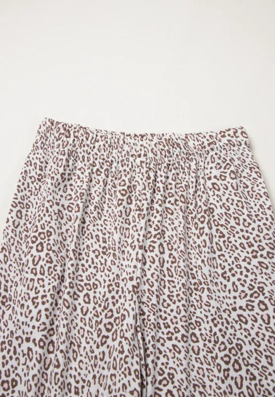 Leopard Button Down Long Sleeve Top and Pants Lounge Set - Sleepwear by Trendsi | Available at Handbags Specialist Headquarter