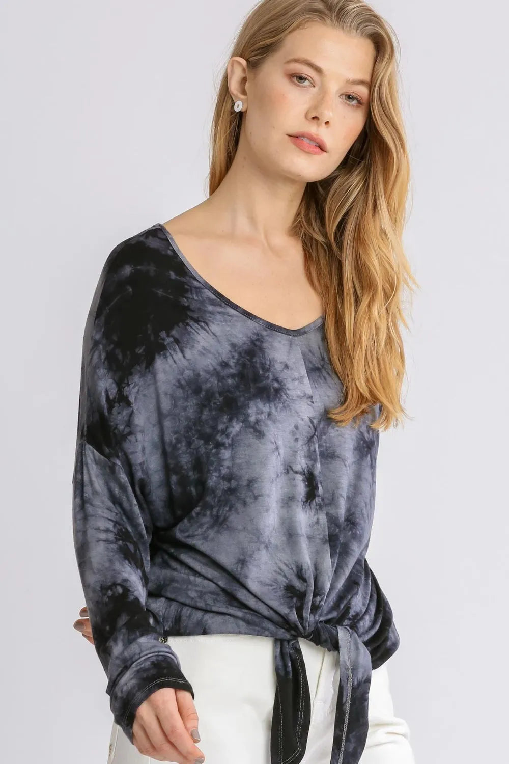 Umgee Full Size Tie Dye Lightweight Long Sleeve Top Plus Size - Dresses by Trendsi | Available at Handbags Specialist Headquarter
