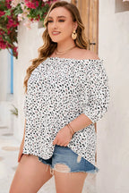 Plus Size Printed Off-Shoulder Half Sleeve Blouse - Plus Size Shirts by Trendsi | Available at Handbags Specialist Headquarter
