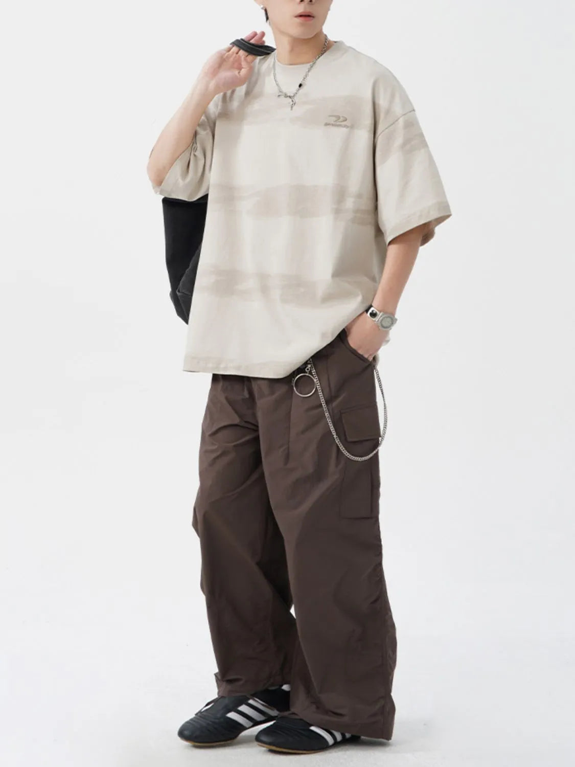 Men's Plus Size Basic style Round Neck Striped T-Shirt - Men's T-Shirt by Trendsi | Available at Handbags Specialist Headquarter