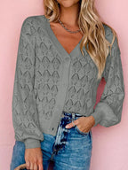 Buttoned Front Openwork Cardigan - Tops by Trendsi | Available at Handbags Specialist Headquarter