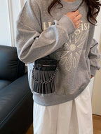 Fringe PU Leather Bucket Bag - Crossbody Bag by Trendsi | Available at Handbags Specialist Headquarter