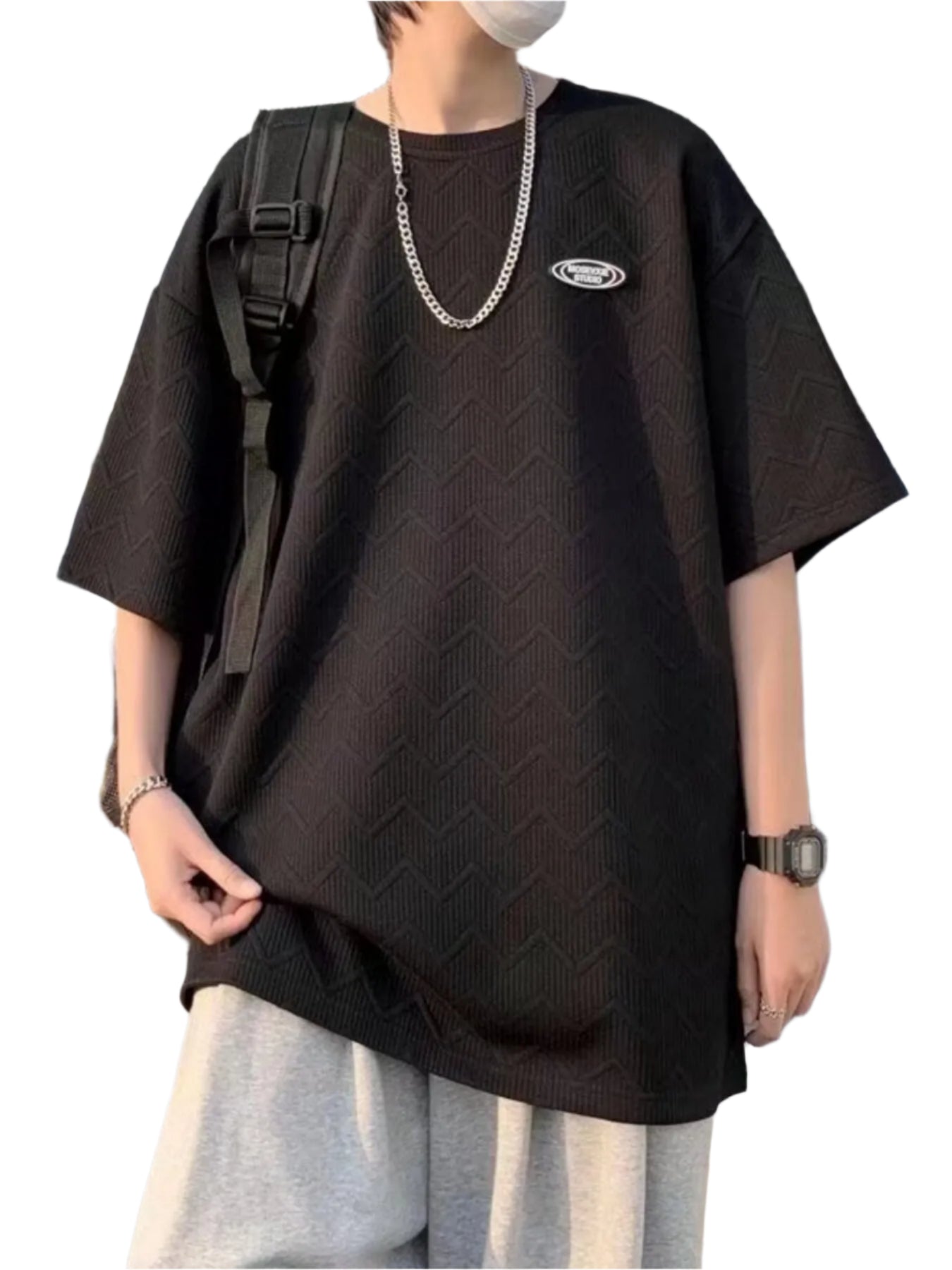 Men's Full Size Round Neck Half Sleeve T-Shirt Plus Size - Men's T-Shirt by Trendsi | Available at Handbags Specialist Headquarter