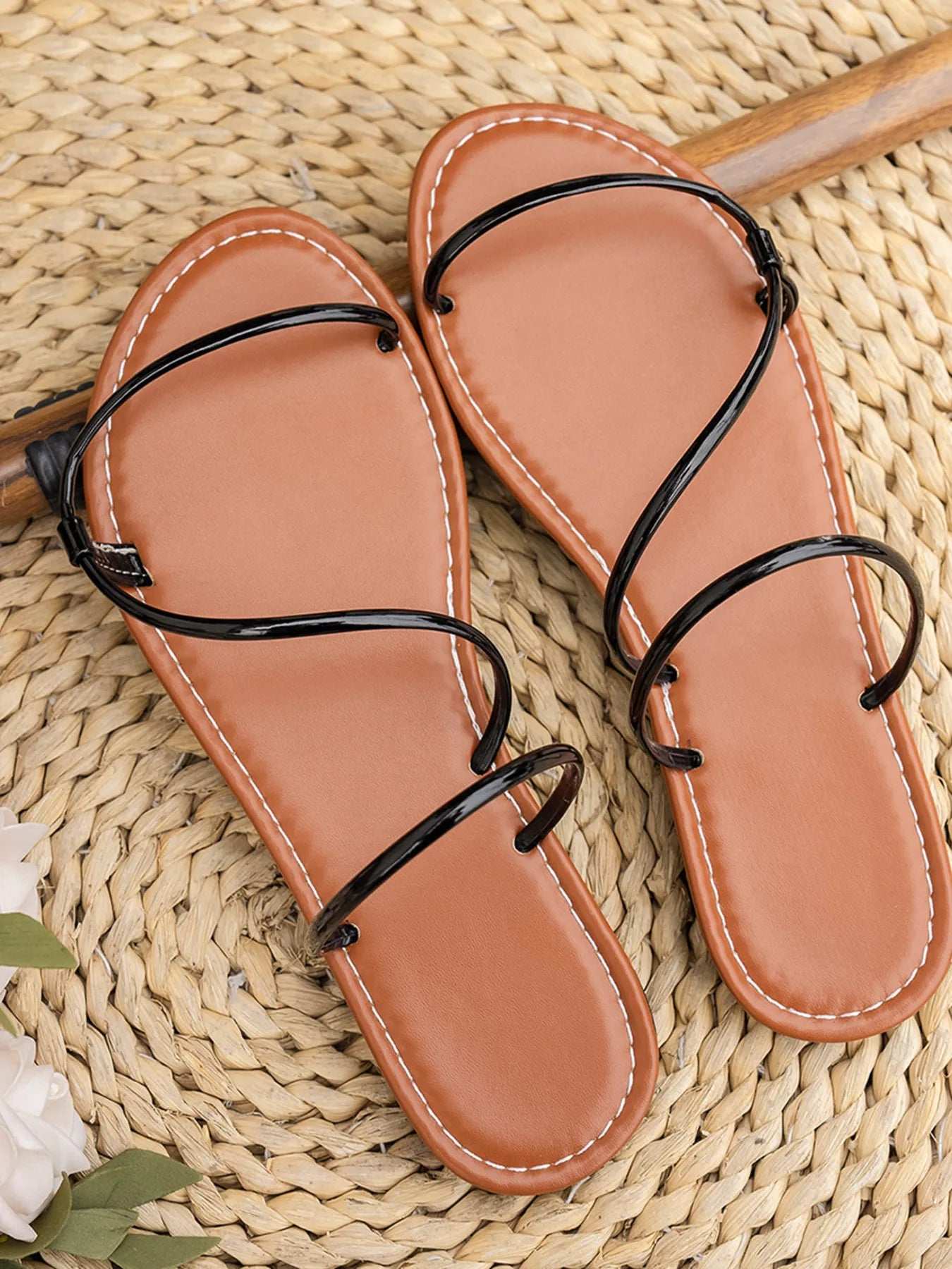 Strappy Leather Flat Sandals - Women Sandals by Trendsi | Available at Handbags Specialist Headquarter