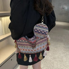 Printed Tassel Detail Crossbody Bag with Small Purse - Handbags by Trendsi | Available at Handbags Specialist Headquarter