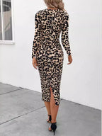 Leopard Print Long Sleeve Bodycon Midi Dress - Maxi Dress by Trendsi | Available at Handbags Specialist Headquarter