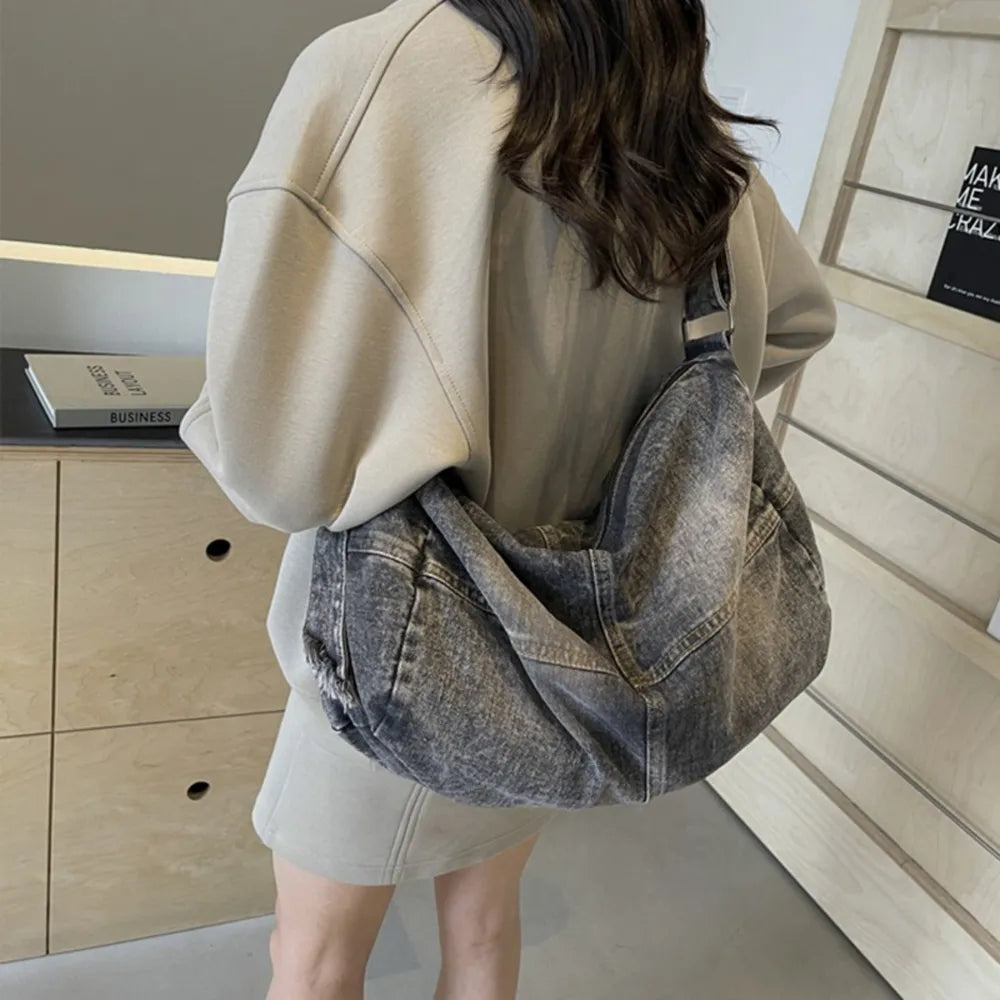 Adjustable Strap Denim Tote Bag - Tote Bag by Trendsi | Available at Handbags Specialist Headquarter