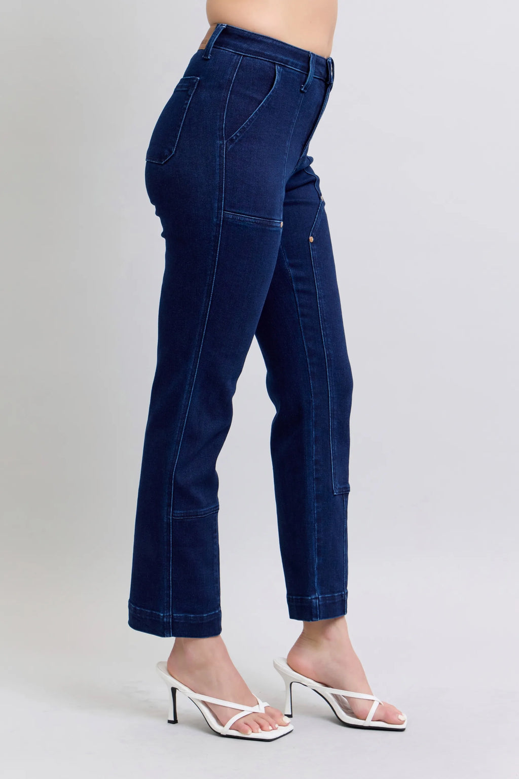 Judy Blue Full Size Hw Work Wear Knee Patch Straight Jeans Plus Size - Women / Jeans & Denim by Trendsi | Available at Handbags Specialist Headquarter