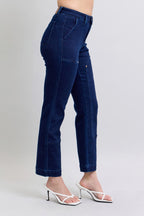 Judy Blue Full Size Hw Work Wear Knee Patch Straight Jeans Plus Size - Women / Jeans & Denim by Trendsi | Available at Handbags Specialist Headquarter