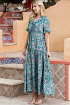 Paisley Print Flounce Sleeve Maxi Dress - Maxi Dress by Trendsi | Available at Handbags Specialist Headquarter