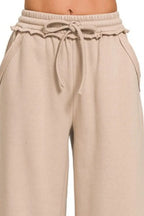 Zenana Fleece Exposed Seam Wide Leg Sweatpants - Women Pants by Trendsi | Available at Handbags Specialist Headquarter