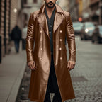 UrbanChic Men's Double-Breast Leather Trench