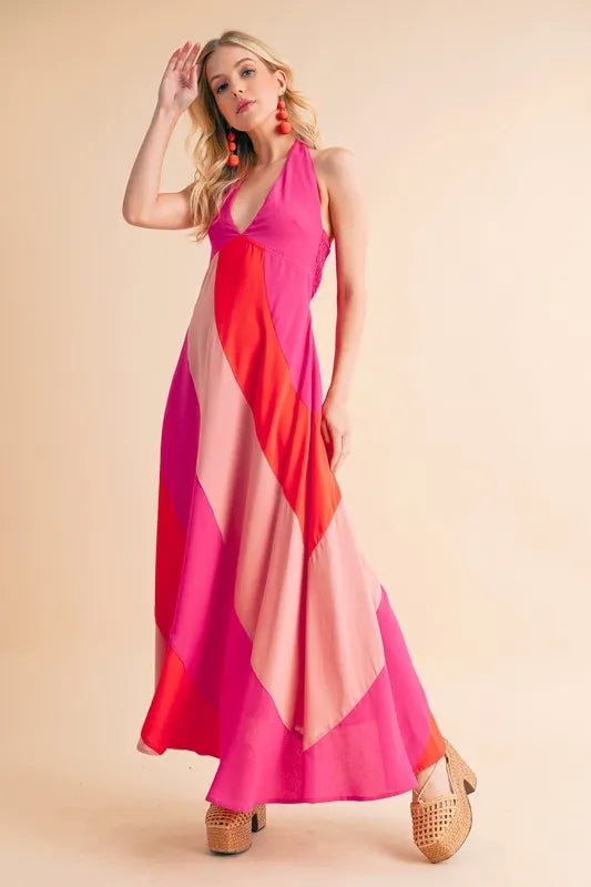 Aemi+Co Color Block Sleeveless Maxi Dress - Maxi Dress by Trendsi | Available at Handbags Specialist Headquarter
