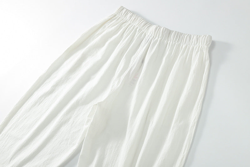 Ninth Pants Slim Korean Style Men's Casual Cotton And Linen Two-piece Set