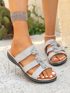 Flower Multi-Strap Flat Sandals - Women Sandals by Trendsi | Available at Handbags Specialist Headquarter