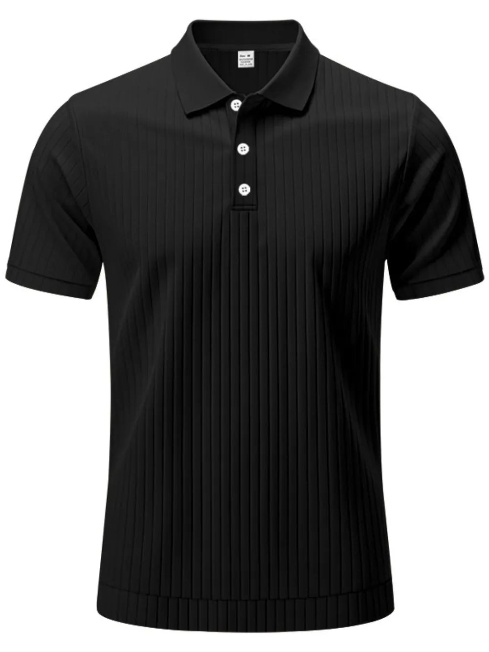 Men's Full Size Ribbed Short Sleeve Polo Plus Size - Men's Polo shirt by Trendsi | Available at Handbags Specialist Headquarter