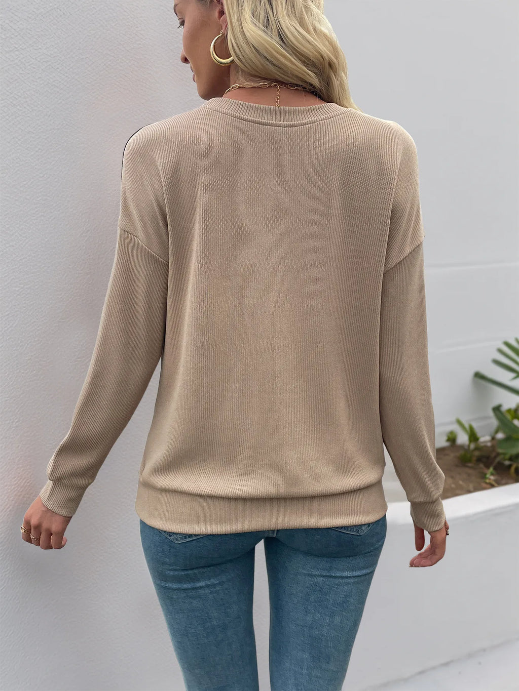 Leopard Round Neck Long Sleeve Sweatshirt - Tops by Trendsi | Available at Handbags Specialist Headquarter