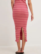 Slit Back Striped Strapless Bodycon Midi Dress - Maxi Dress by Trendsi | Available at Handbags Specialist Headquarter