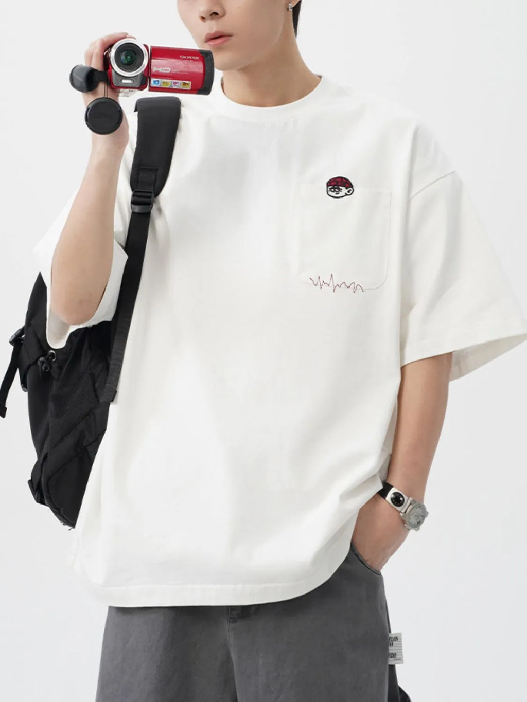 Men's Plus Size Round Neck Embroidered T-Shirt - Men's T-Shirt by Trendsi | Available at Handbags Specialist Headquarter