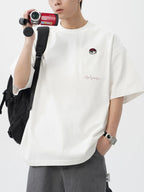 Men's Plus Size Round Neck Embroidered T-Shirt - Men's T-Shirt by Trendsi | Available at Handbags Specialist Headquarter