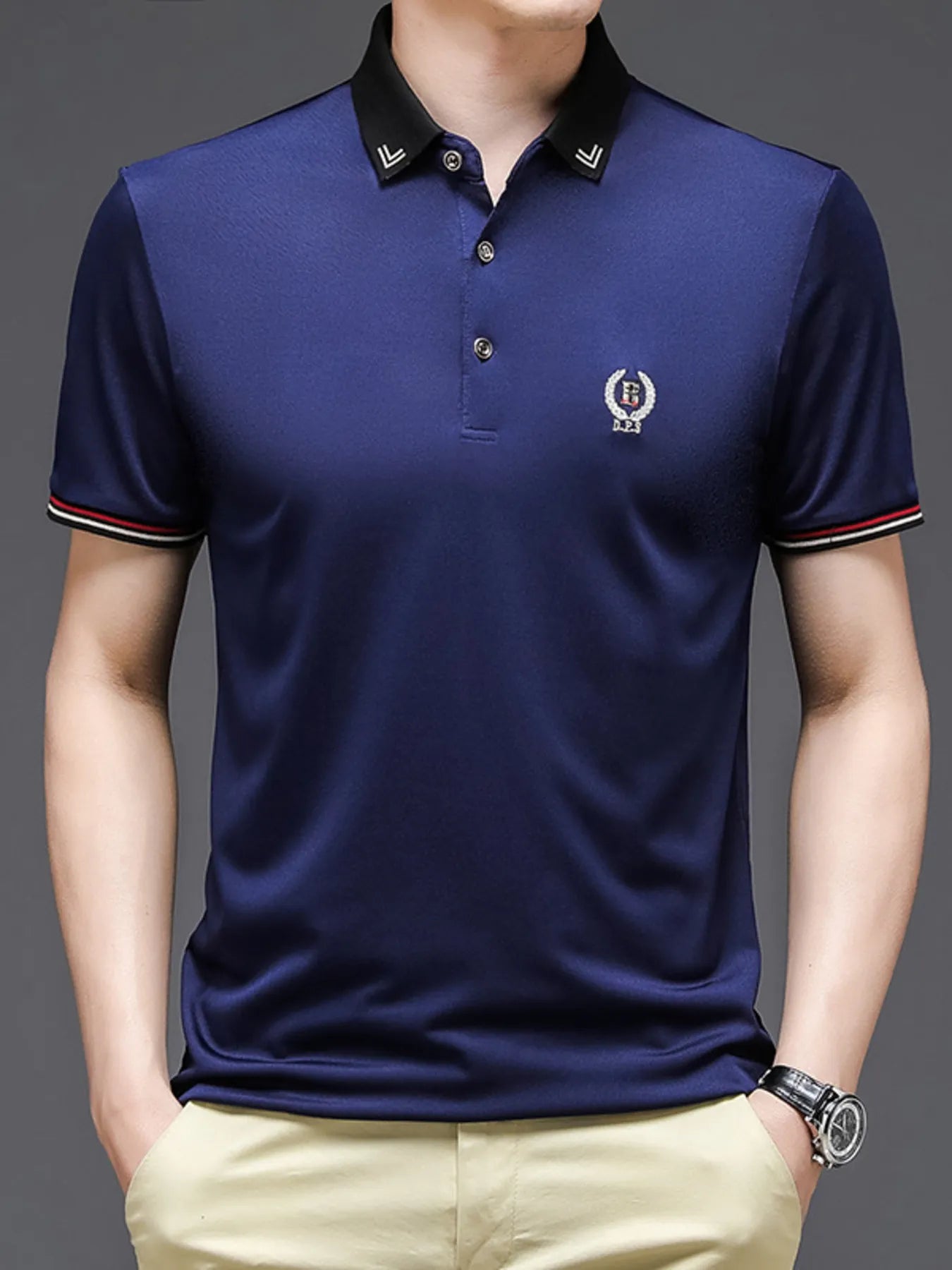 Men's Plus Size Short Sleeve Collar Polo Shirt - Men's Polo shirt by Trendsi | Available at Handbags Specialist Headquarter