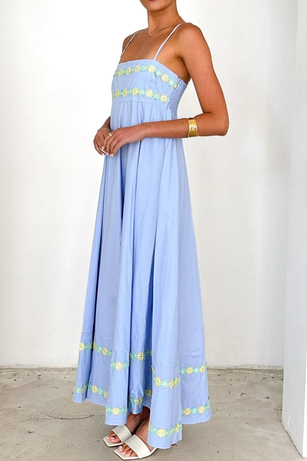Floral Embroidered Spaghetti Strap Maxi Dress - Maxi Dress by Trendsi | Available at Handbags Specialist Headquarter