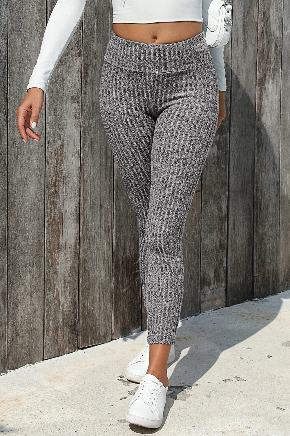 Ribbed High Waist Leggings - Leggings by Trendsi | Available at Handbags Specialist Headquarter