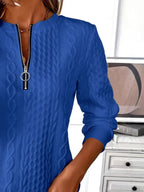 Texture Half Zip Long Sleeve Sweatshirt - Tops by Trendsi | Available at Handbags Specialist Headquarter