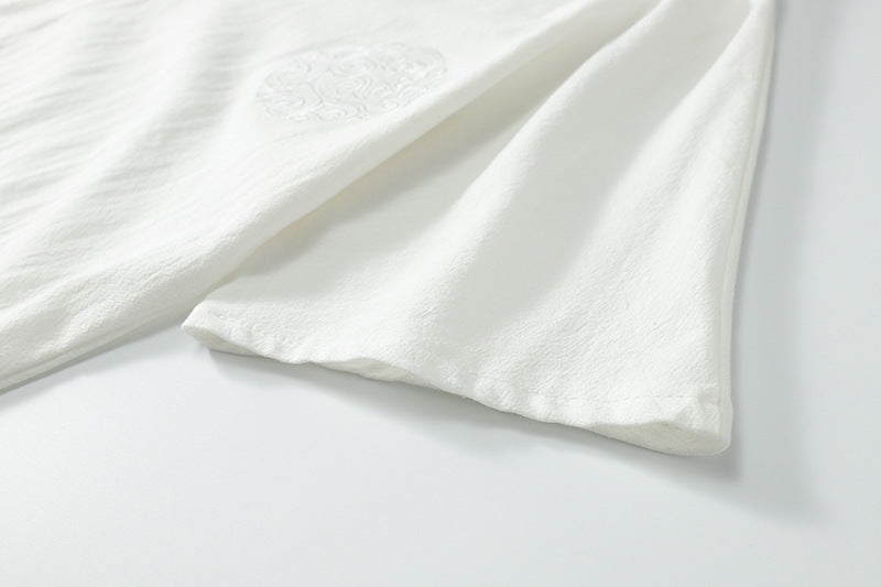 Ninth Pants Slim Korean Style Men's Casual Cotton And Linen Two-piece Set