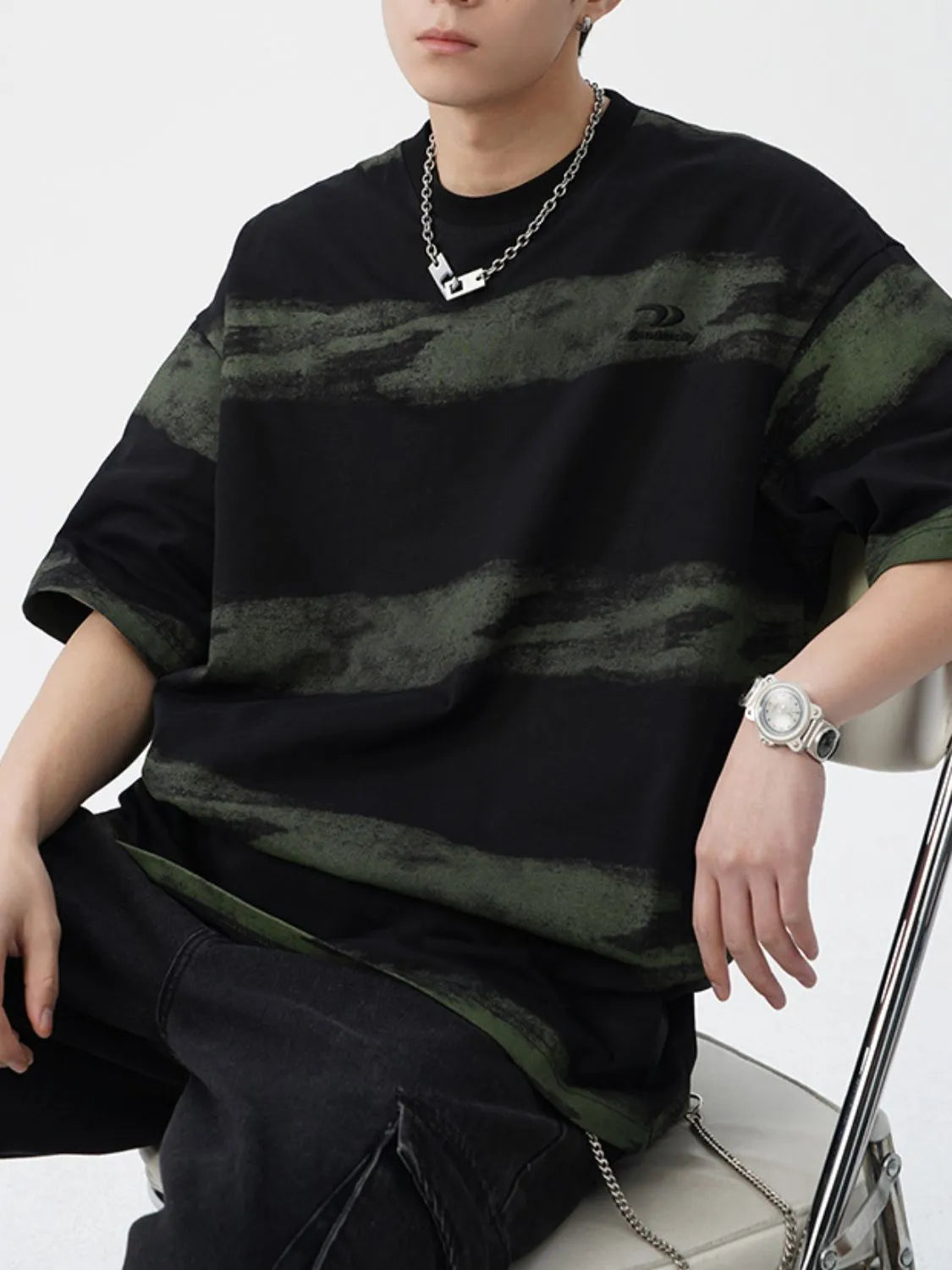 Men's Plus Size Basic style Round Neck Striped T-Shirt - Men's T-Shirt by Trendsi | Available at Handbags Specialist Headquarter