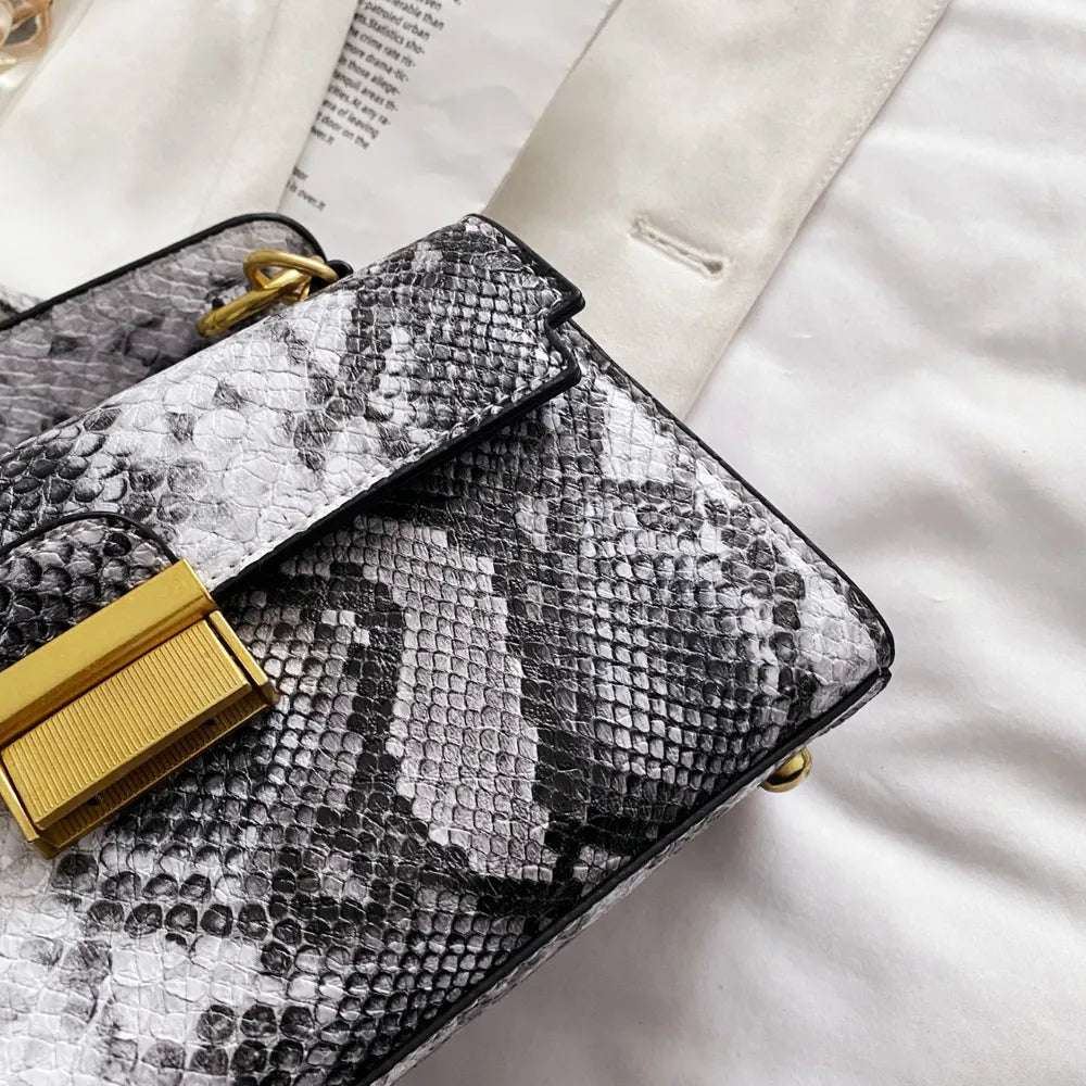 PU Leather Snakeskin Print Crossbody Bag - Crossbody Bag by Trendsi | Available at Handbags Specialist Headquarter