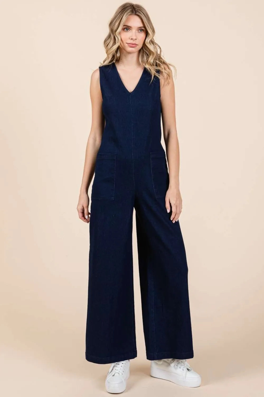 Mittoshop Sleeveless Wide Leg Denim Jumpsuit - Sleepwear by Trendsi | Available at Handbags Specialist Headquarter