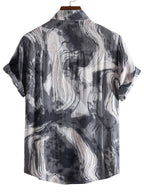 Men's Plus Size Abstract Marble Print Short Sleeve Button-Up Shirt - mens-shirts by Trendsi | Available at Handbags Specialist Headquarter