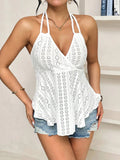 Eyelet Halter Neck Cami Top - Tops by Trendsi | Available at Handbags Specialist Headquarter