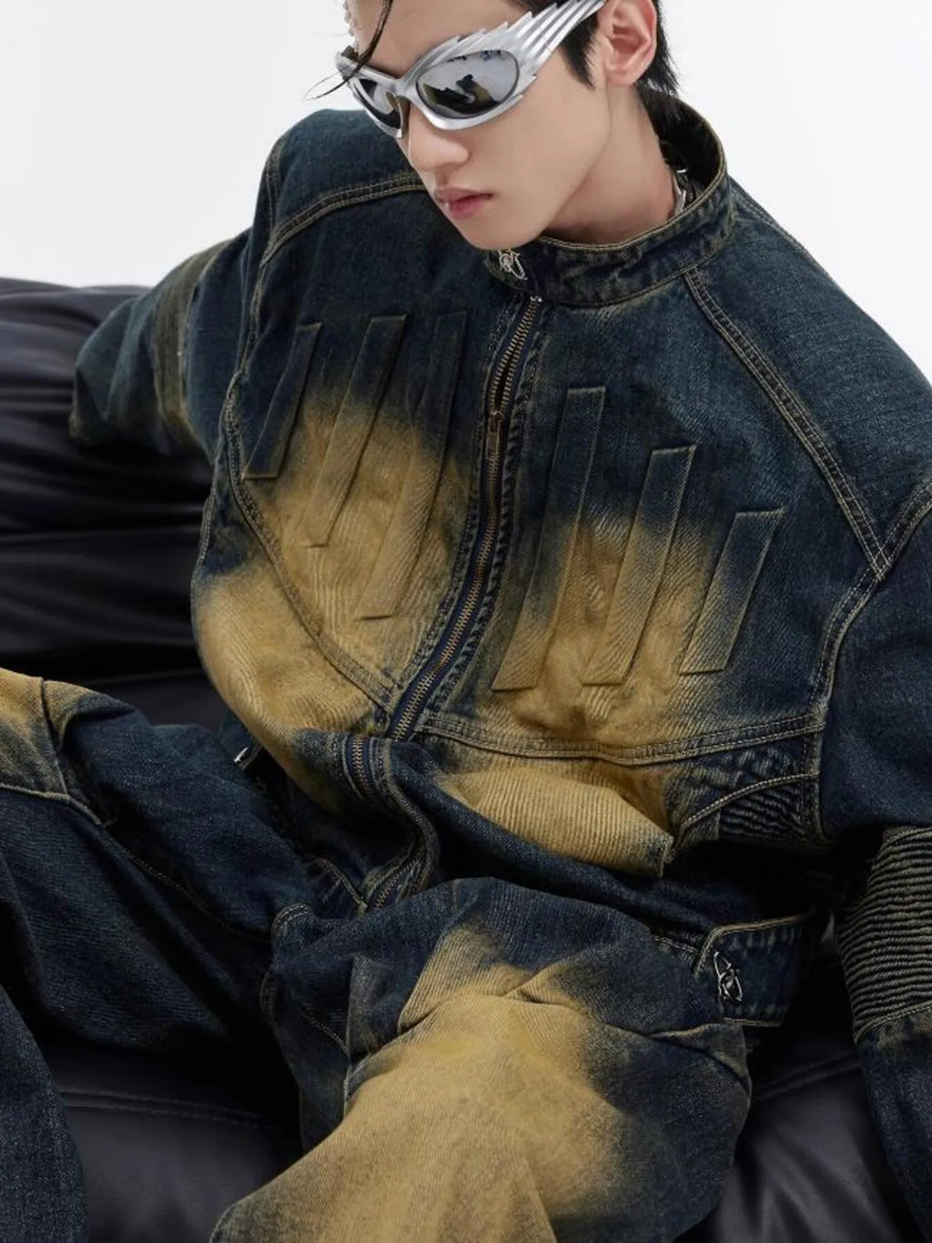 Men's Zip Up Long Sleeve Denim Jacket - Men's jackets by Trendsi | Available at Handbags Specialist Headquarter