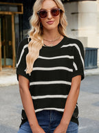 Striped Oversized Casual Sweater with Relaxed Fit - Tops by Trendsi | Available at Handbags Specialist Headquarter