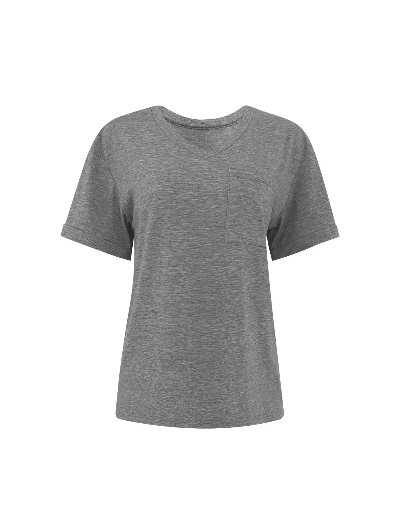 V-Neck Pocket T-Shirt - Tops by Trendsi | Available at Handbags Specialist Headquarter