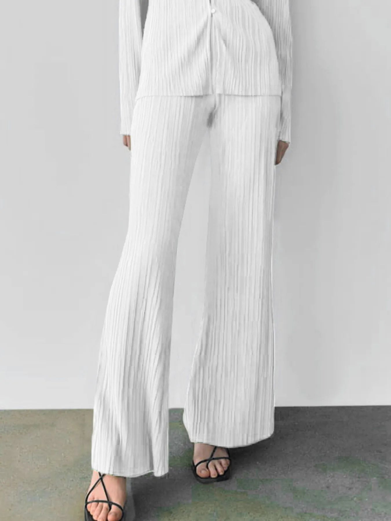 Texture Long Sleeve Top and Pants Lounge Set - Sleepwear by Trendsi | Available at Handbags Specialist Headquarter