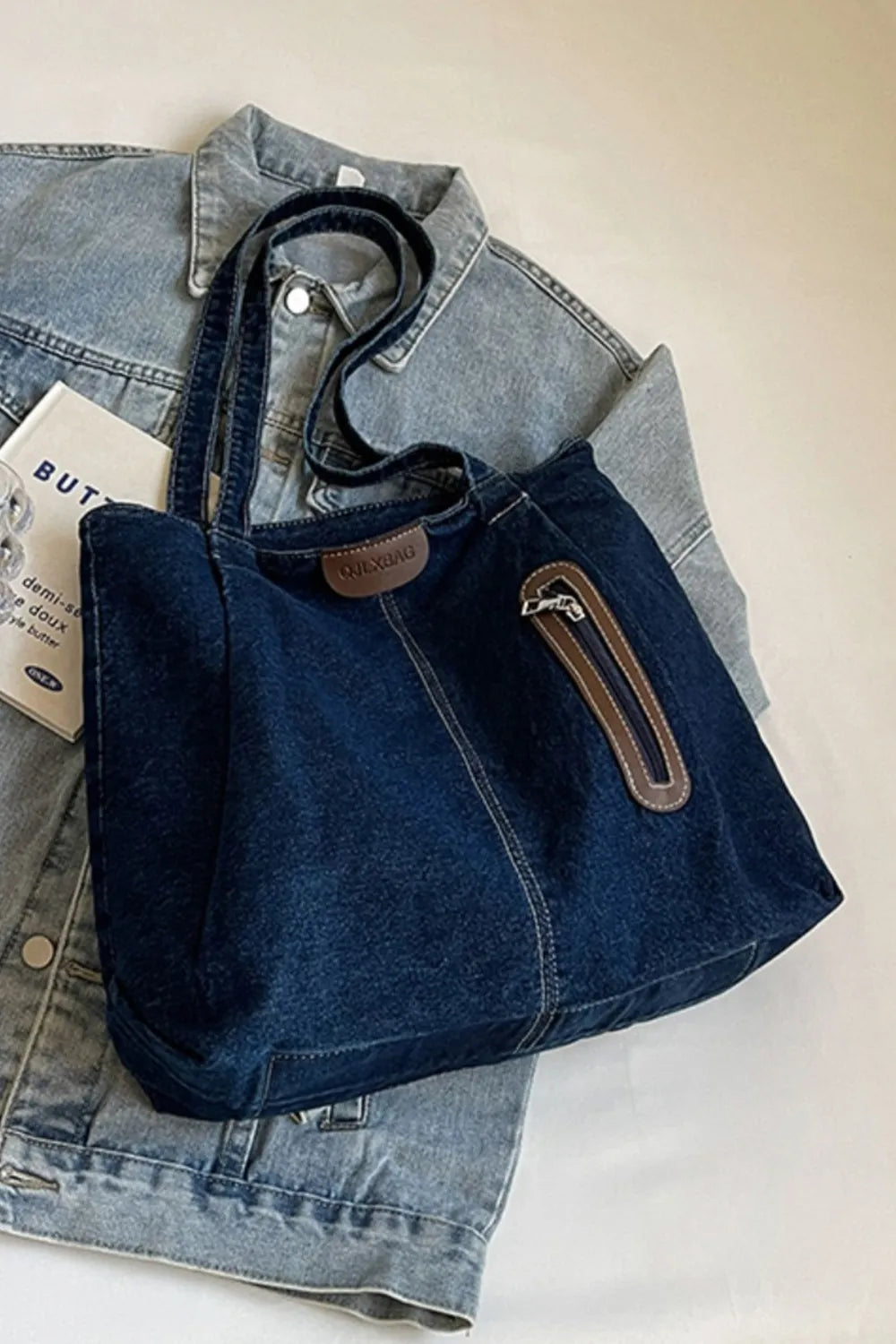 Medium Denim Tote Bag - Tote Bag by Trendsi | Available at Handbags Specialist Headquarter
