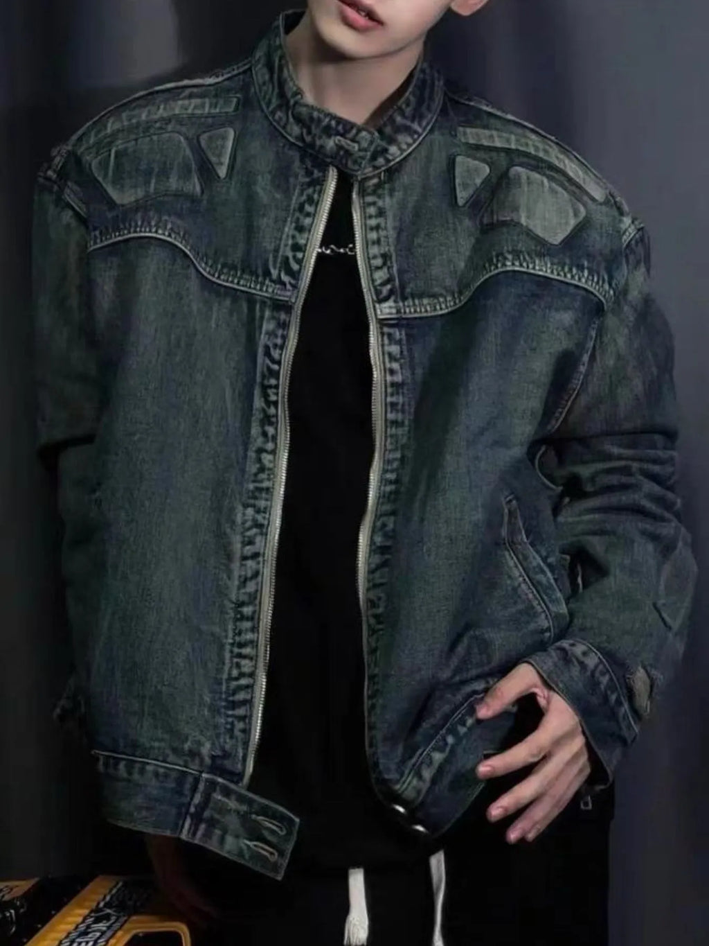 Men's Full Size Zip Up Washed Oversized Denim Jacket Plus Size - Men's jackets by Trendsi | Available at Handbags Specialist Headquarter