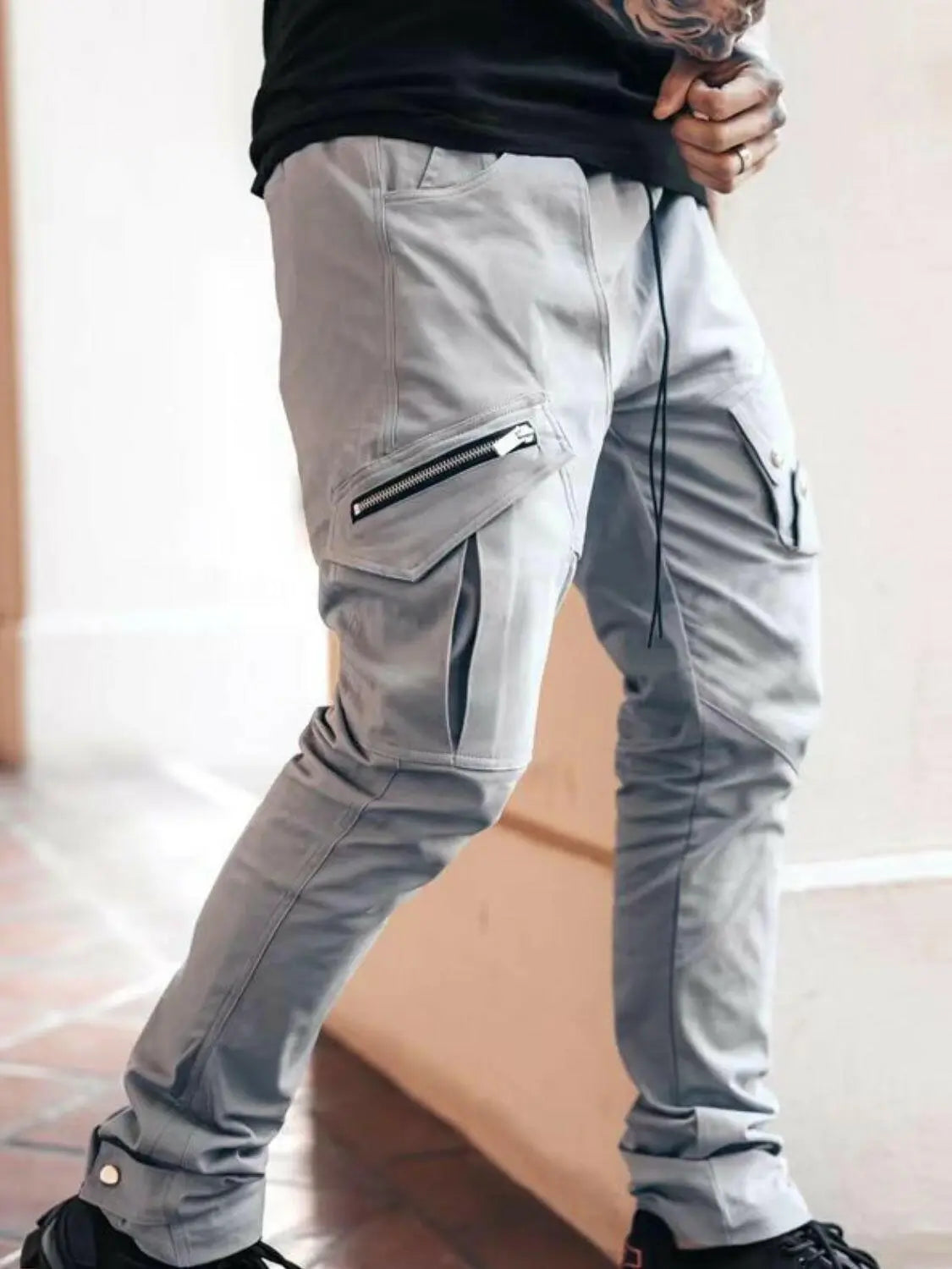 Men's Plus Size Pants with Cargo Pockets - Men's Pants by Trendsi | Available at Handbags Specialist Headquarter