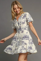 Umgee Full Size Landscape Print Collared Mini Dress Plus Size - Dresses by Trendsi | Available at Handbags Specialist Headquarter