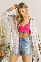 ADORA utton Down Plaid Shirt - Women's Down Shirt Tops by Trendsi | Available at Handbags Specialist Headquarter