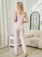 Fuzzy V-Neck Cami and Pants Lounge Set - Sleepwear by Trendsi | Available at Handbags Specialist Headquarter