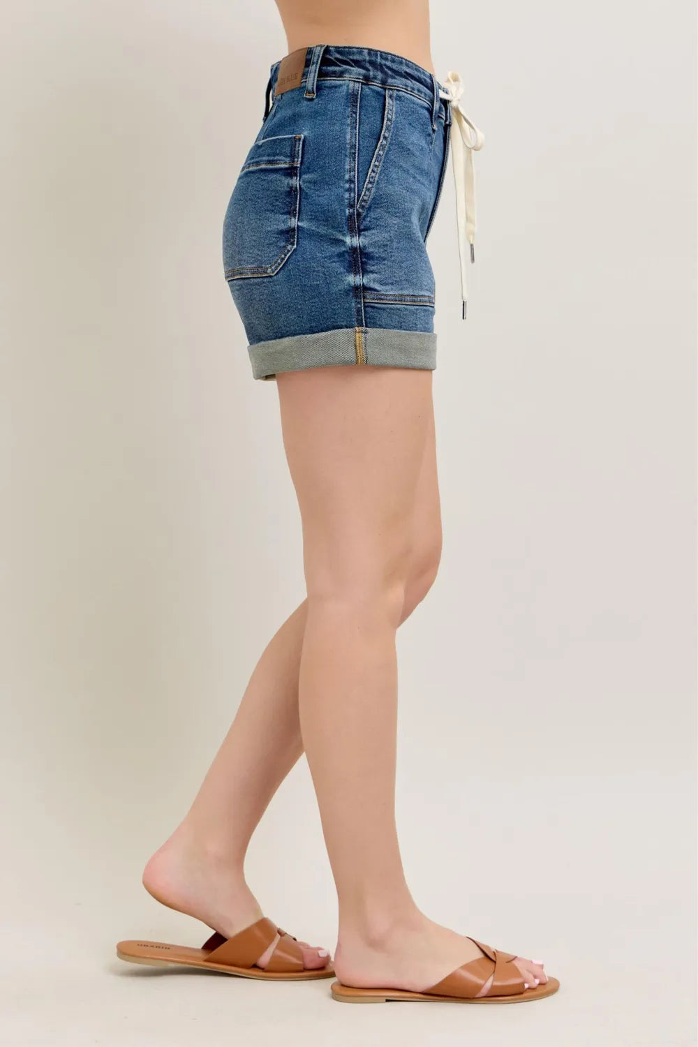 Judy Blue Full Size High Rise Cuff Denim Shorts Plus Size - Women / Jeans & Denim by Trendsi | Available at Handbags Specialist Headquarter