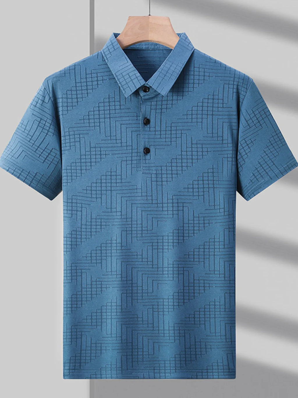 Men's Plus Size Textured Short Sleeve Polo Shirt - Men's Polo shirt by Trendsi | Available at Handbags Specialist Headquarter