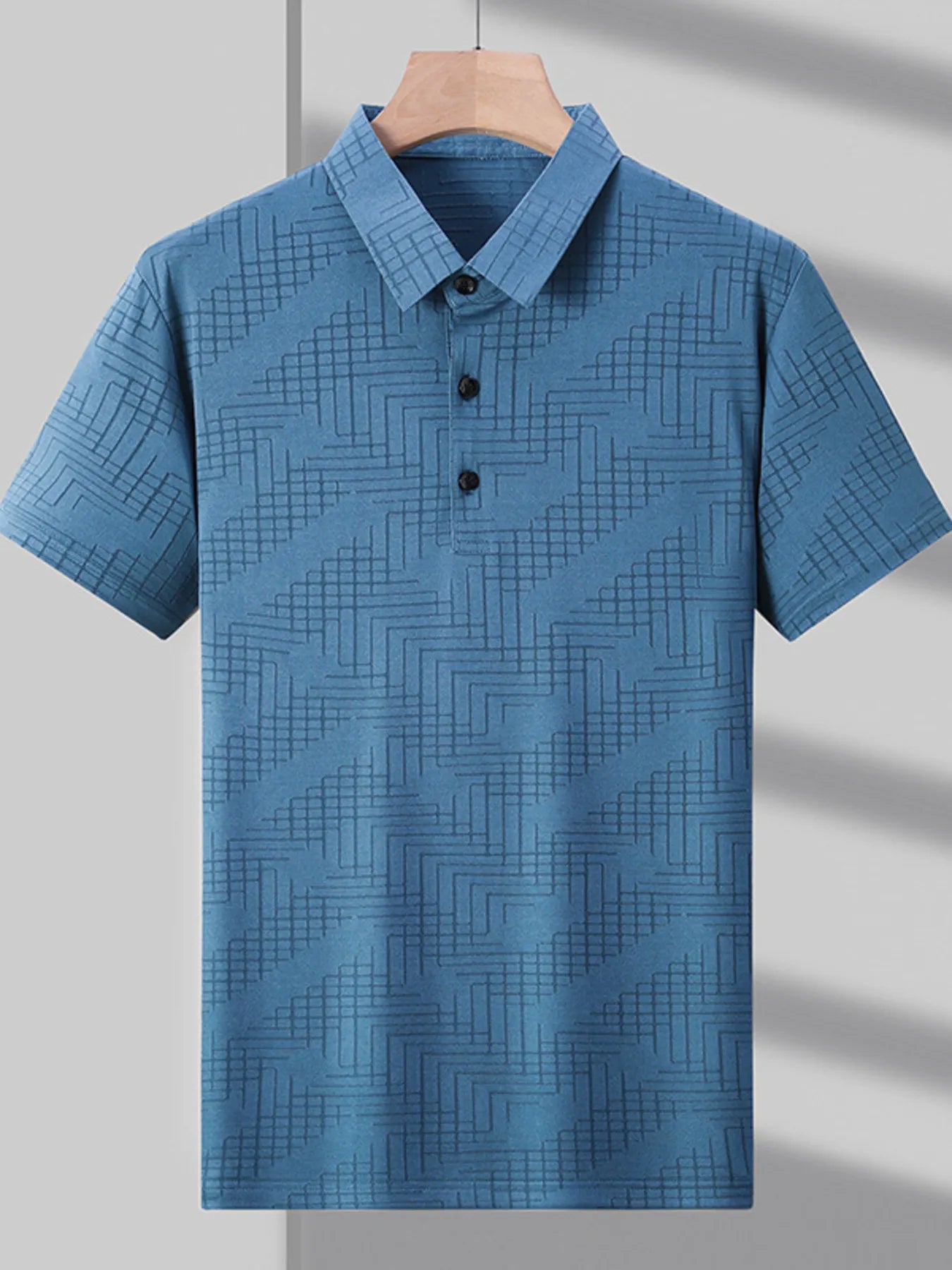 Men's Plus Size Textured Short Sleeve Polo Shirt - Men's Polo shirt by Trendsi | Available at Handbags Specialist Headquarter