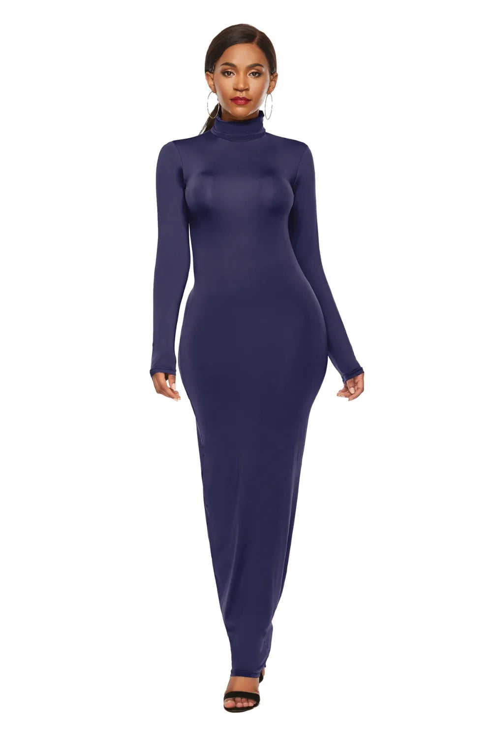 Mock Neck Long Sleeve Maxi Slim Dress - Maxi Dress by Trendsi | Available at Handbags Specialist Headquarter